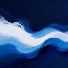 Abstract Blue Wave Flowing Abstract Painting