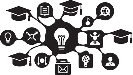 Education and business icons connected in a network