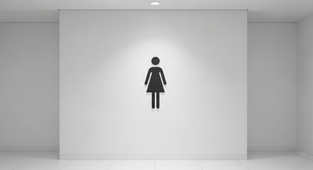 Female Toilet Symbol Displayed in Clean Minimal Public Space