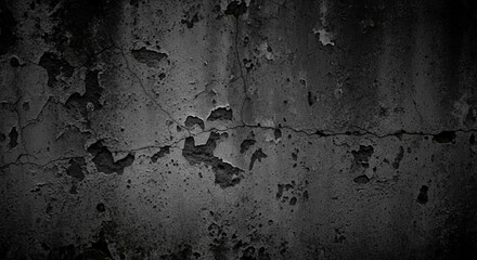Grunge Concrete Surface &mdash; black stone wall texture panoramic background