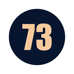 a number 73 on a blue background icon vector design
