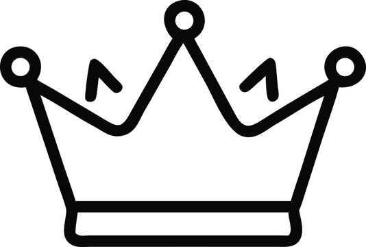 Simple black outline icon of a royal crown representing monarchy and success