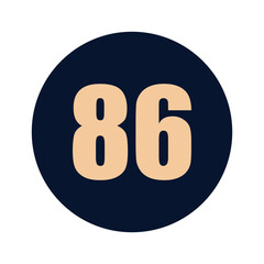 a number 86 on a blue background icon vector design