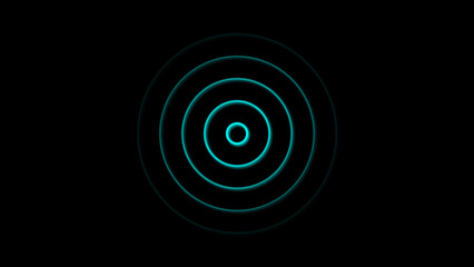 cyan color Technology Radio waves screen illustration . Communications Tower Icon illustration .Technology Radio wave signal icon on a black background.