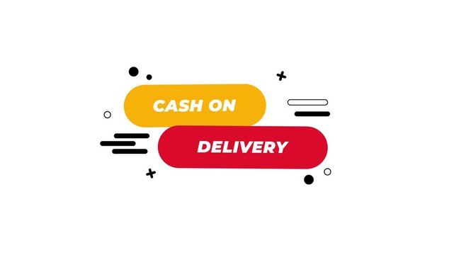 Minimal flat cash on delivery animation with colorful labels and clean typography, perfect for e-commerce features, online shop promos, delivery service ads, and marketing videos.