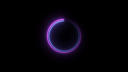 Obraz premium A dynamic circular illustration, and glowing Neon blue circle frame loading icon background retro style illustration . on a black background. and creating a stunning illustration.4k illustration
