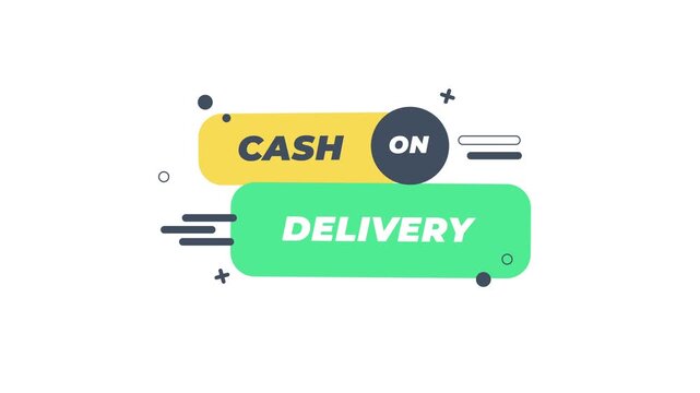 Minimal flat cash on delivery animation with colorful labels and clean typography, perfect for e-commerce features, online shop promos, delivery service ads, and marketing videos.