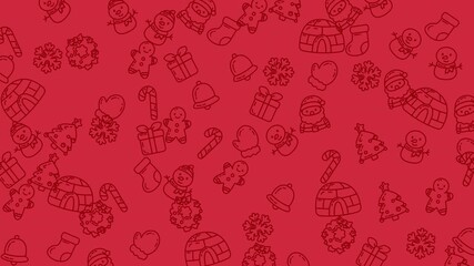Christmas sketches on red background, perfect for holiday cards, wrapping paper, and festive dcor products. Great for seasonal designs.