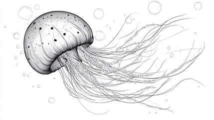 Artistic illustration of a transparent jellyfish with delicate tentacles