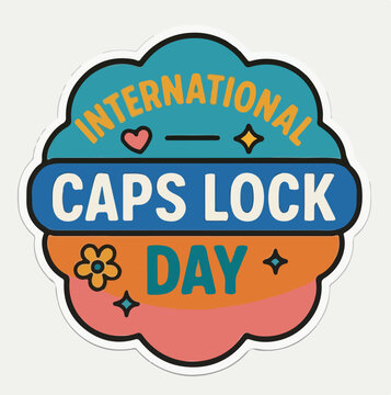 International CAPS LOCK Day Badge &ndash; Colorful Festive Graphic with Decorative Icons