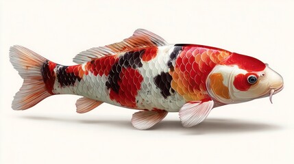 Colorful koi fish illustration against white background aquatic life concept