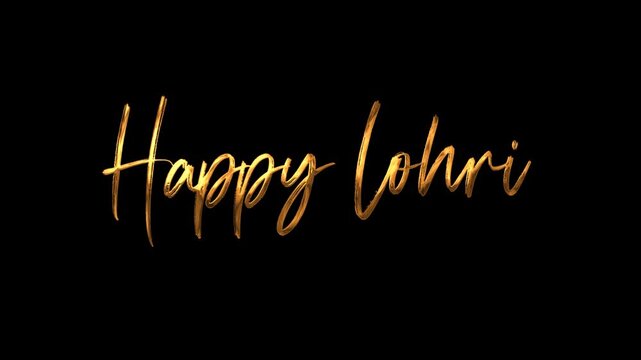 Happy lohri text animation in gold, ideal for festive social media posts, digital ads, or invitations.