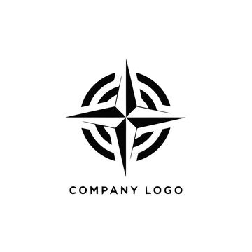 Minimalist Compass Rose Logo Design for Company Branding.