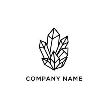 Minimalist geometric crystal cluster logo design in black and white.