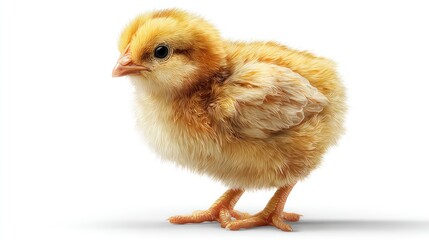 Fototapeta premium Close up of a young yellow chick on a white background