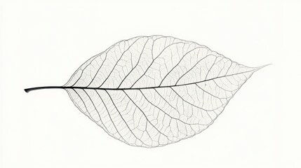 Delicate leaf skeleton detail against white background for natural textures