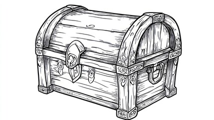 Detailed illustration of a wooden treasure chest isolated on white background