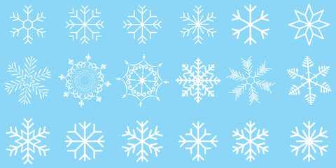Cute minimalistic snowflakes collection. Festive winter holiday vector design