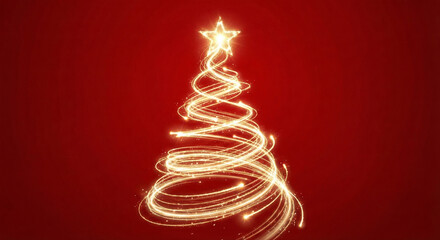 Abstract Glowing Gold Spiral Light Christmas Tree