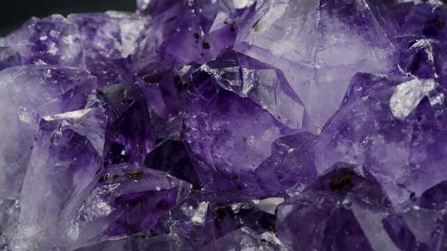 アメジスト結晶の紫色が美しい マクロ映像