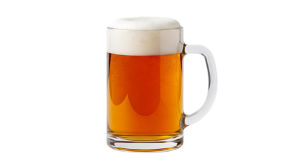 Refreshing amber beer mug with frothy head