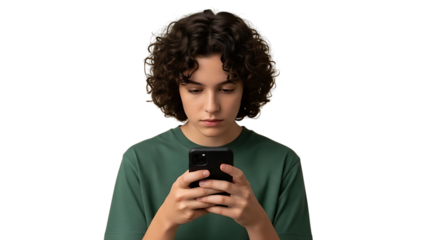 Teenagerfocusedonsmartphonescreen