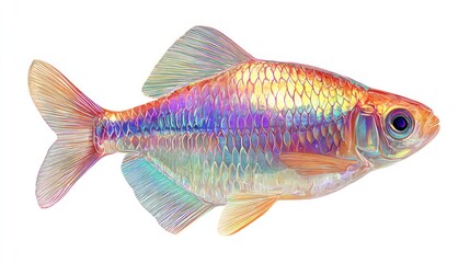 Vibrant rainbow fish isolated on white background for aquatic concepts