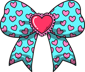 Cute Valentine Heart Patterned Bow Decoration