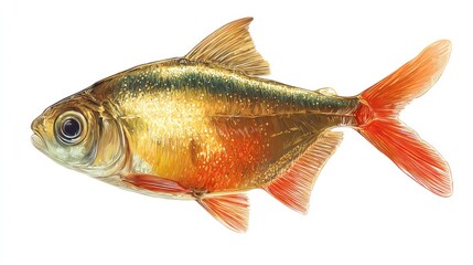 Vibrant tetra fish illustration against a white background with detailed features