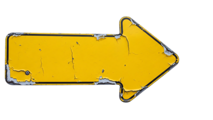 Weatheredyellowarrowsignisolatedontransparentbackground