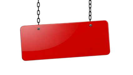 Redsignhangingonchainsisolatedontransparentbackground