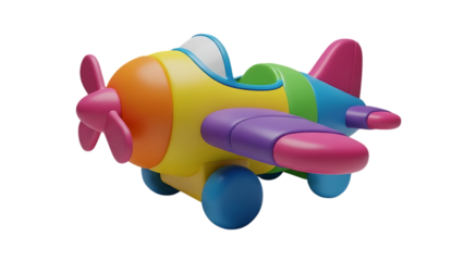 ColorfulToyAirplaneIsolatedOnTransparentBackground