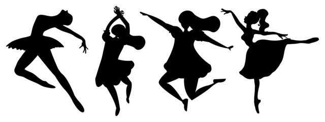 Dancing ballet vector illustration. Women dance silhouette. ballet dancer logo. © Newton