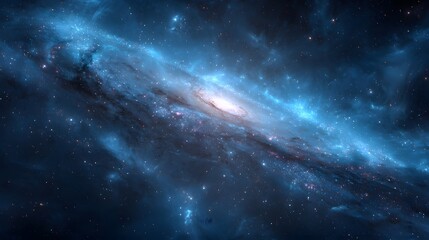 Fototapeta premium Vast Blue Galaxy Swirls with Stars and Nebulae in Deep Space.