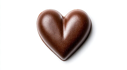 A heart-shaped chocolate candy on a white background.