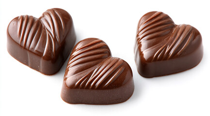 Fototapeta premium Valentine's Day background.Heart-shaped chocolates on a white background.