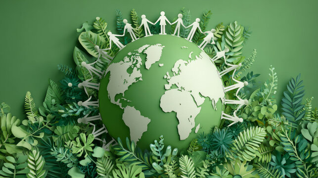 Earth environment sustainability community green paper cutout nature unity eco