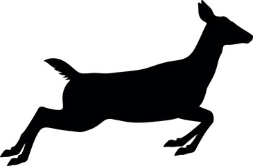 Running Deer Silhouette Vector Isolated Wildlife Animal Clipart