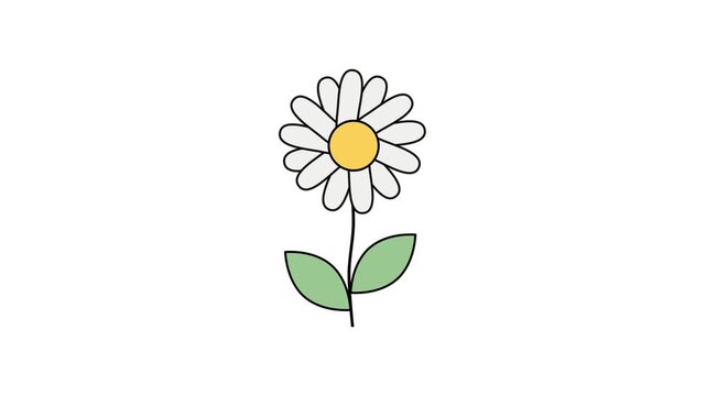 Daisy Flower Icon Featuring Simple Outline with Soft Pastel Colors