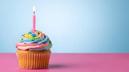 birthday cupcake with candle