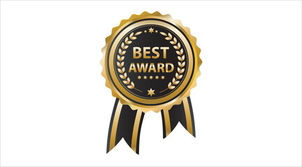 Golden best award ribbon badge