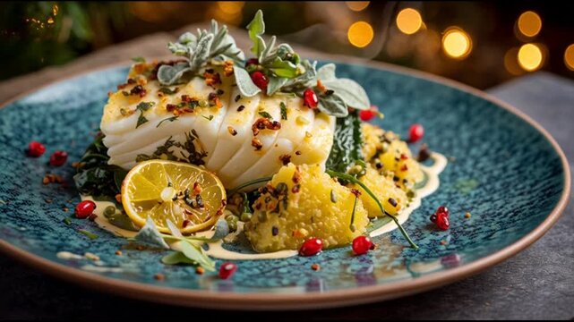 Baked Haddock With Lemon And Winter Garnish