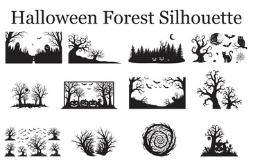 Halloween Forest Silhouette Clipart