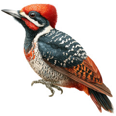 Fototapeta premium Colorful Woodpecker Perched on a Branch With Detailed Feathers and Markings