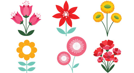 Decorative Vector Flower Set Cheerful Springtime Blooms Graphic Design Elements