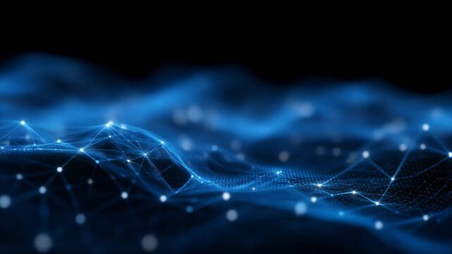 Stunning abstract blue digital wave with glowing particles and depth perception for tech designs