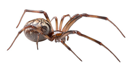 Detailed closeup of a brown spider with intricate leg details and a patterned abdomen, perfect for showcasing natural science and arachnid features in educational or wildlife contexts.