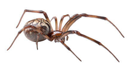 Detailed closeup of a brown spider with intricate leg details and a patterned abdomen, perfect for showcasing natural science and arachnid features in educational or wildlife contexts.