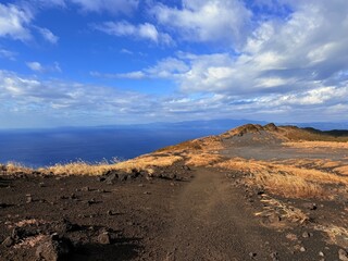 Volcanic Crater and Hiking Landscape on Mount Mihara, Izu Oshima Island, Tokyo, Japan