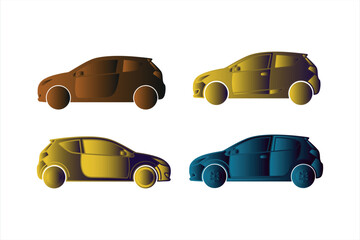 Gradient Hatchback Car Vector Set